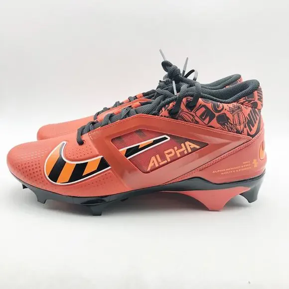 Nike Mens 10.5 Alpha Menace 4 Pro NRG Molded Football Cleats Orange Black NWOB - Picture 7 of 11